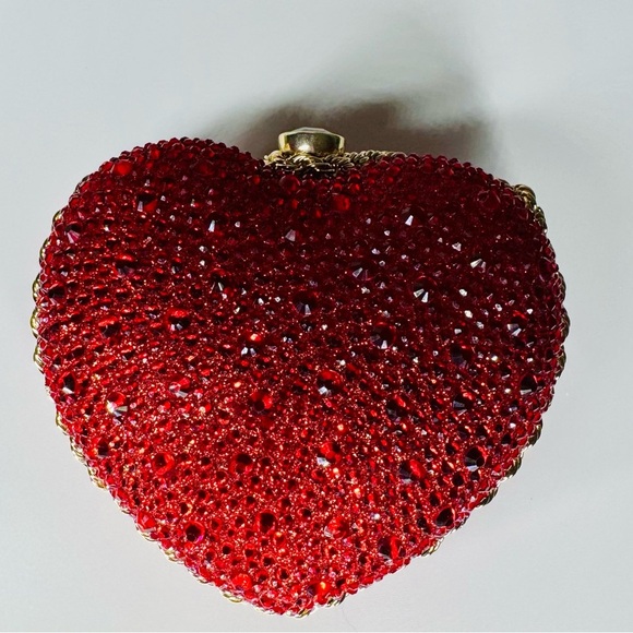 Red Crystal Heart Shaped Clutch - Picture 8 of 11